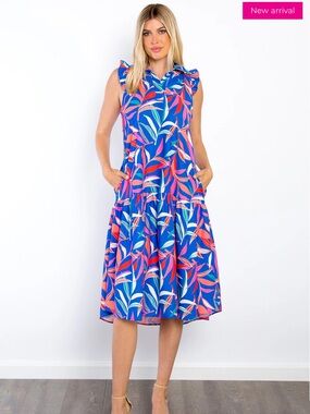 NWOT Be Stage Ruffle Cap Sleeve Midi Dress